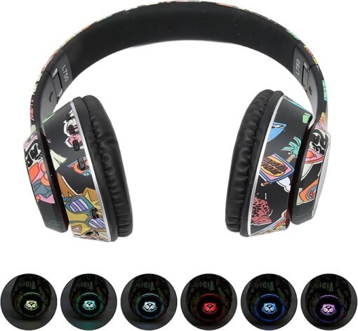⁦سماعات راس بلوتوث L750 جرافيتي للالعاب مع مصباح RGB ودعم بطاقة الذاكرة ووضع الخط وسماعات راس لاسلكية مع ميكروفون للكمبيوتر الشخصي⁩ - الصورة ⁦4⁩