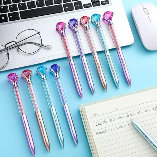 ⁦أقلام كريستال ألماس لامعة - طقم أقلام حبر جاف بتصميم أنيق ومميز - للمكتب والمدرسة والهدايا⁩ - الصورة ⁦3⁩