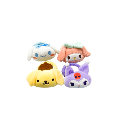 ربطات شعر محشوة بتصاميم شخصيات لطيفة - Plush Hair Ties Set