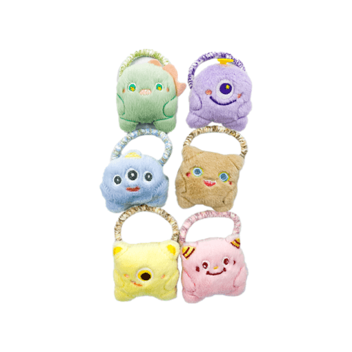 ربطات شعر محشوة بتصميم وحوش لطيفة - Plush Monster Hair Ties Set