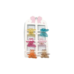 مجموعة مشابك شعر شفافة بتصميم فراشات - Hair Clips Set