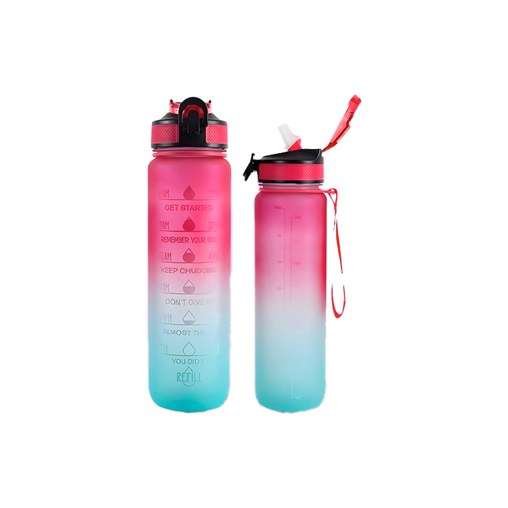 زجاجة مياه تذكيرية متدرجة الألوان - Gradient Motivational Water Bottle