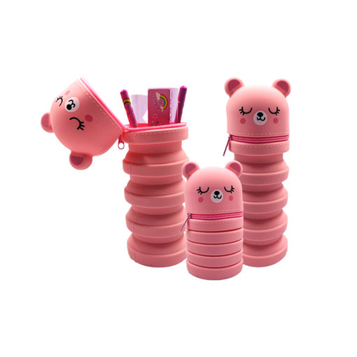 حافظة أقلام قابلة للطي على شكل دب وديع - Foldable Bear Pencil Case