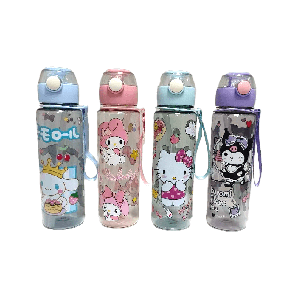 زجاجة ماء كرتونية 500 مل – تصميمات Hello Kitty وKuromi وMy Melody